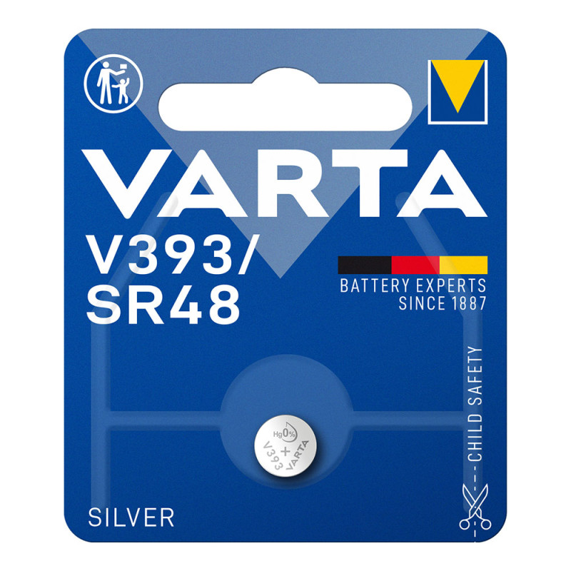 Micro pila de boton silver sr48 - v393 1,55v (blister 1 unid.) ø7,9x5,4mm Micro pila de boton silver sr48 - v393 1,55v (blister 1 unid.) ø7,9x5,4mm