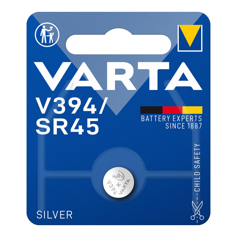 Micro pila de boton silver sr45 - v394 1,55v (blister 1 unid.) ø9,5x3,6mm Micro pila de boton silver sr45 - v394 1,55v (blister 1 unid.) ø9,5x3,6mm