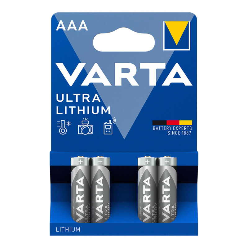 Pila varta ultra lithium aaa - lr03 (blister 4 uds) ø10,5x44,5mm Pila varta ultra lithium aaa - lr03 (blister 4 uds) ø10,5x44,5mm