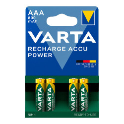 Pila varta recargable accu power aaa - lr03 800 ma (blister 4 uds) ø10,5x44,5mm