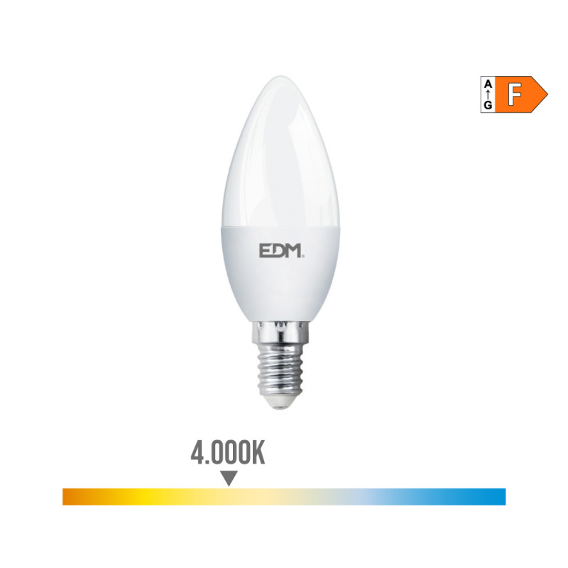 Bombilla vela led e14 7 w 600 lm 4000 k luz dia ø3,5 x 10,7 cm Bombilla vela led e14 7 w 600 lm 4000 k luz dia ø3,5 x 10,7 cm