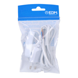 Conexion con interruptor 3a 1,5m 2x0,75mm manguera plana blanca edm