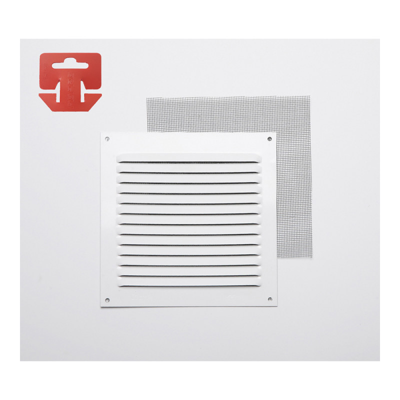 Rejilla con mosquitera. aluminio 0.6 blanco lacado 150x150mm (g) Rejilla con mosquitera. aluminio 0.6 blanco lacado 150x150mm (g)