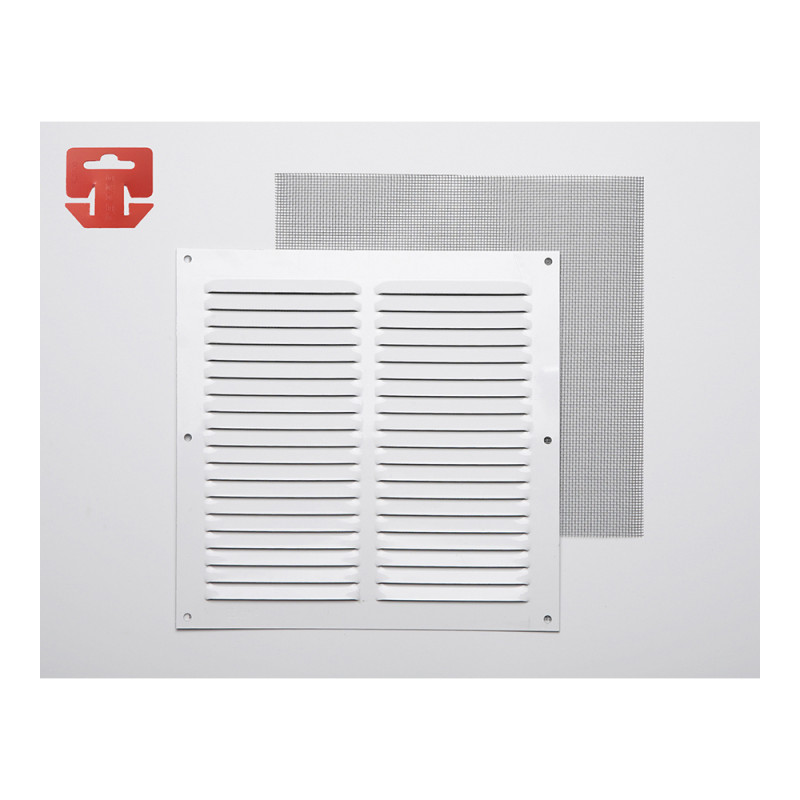 Rejilla con mosquitera. aluminio 0.6 blanco lacado 200x200mm (g) Rejilla con mosquitera. aluminio 0.6 blanco lacado 200x200mm (g)