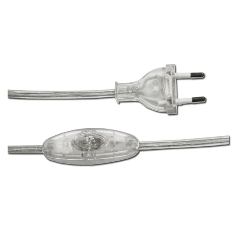 Conexion con interruptor 3a 1,5m 2x0,75mm manguera plana transparente edm Conexion con interruptor 3a 1,5m 2x0,75mm manguera plana transparente edm