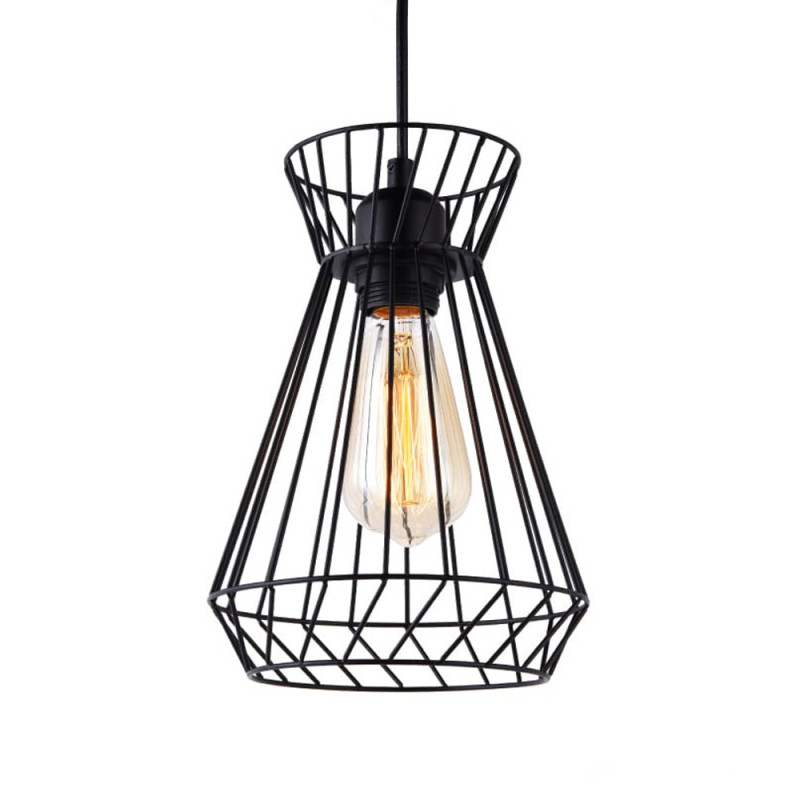 Lámpara de techo metalica e27 60w color negro ø19 x 26 x 130 cm Lámpara de techo metalica e27 60w color negro ø19 x 26 x 130 cm