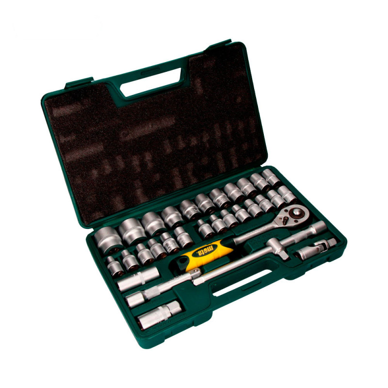 Juego 32 pcs de bocallaves y accesorios de 1/2" cromo vanadio ek602 mota Juego 32 pcs de bocallaves y accesorios de 1/2" cromo vanadio ek602 mota