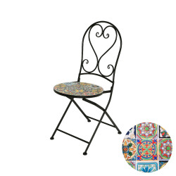 Silla metálica/mosaico praga color negro para exterior 39 x 47 x 94 cm