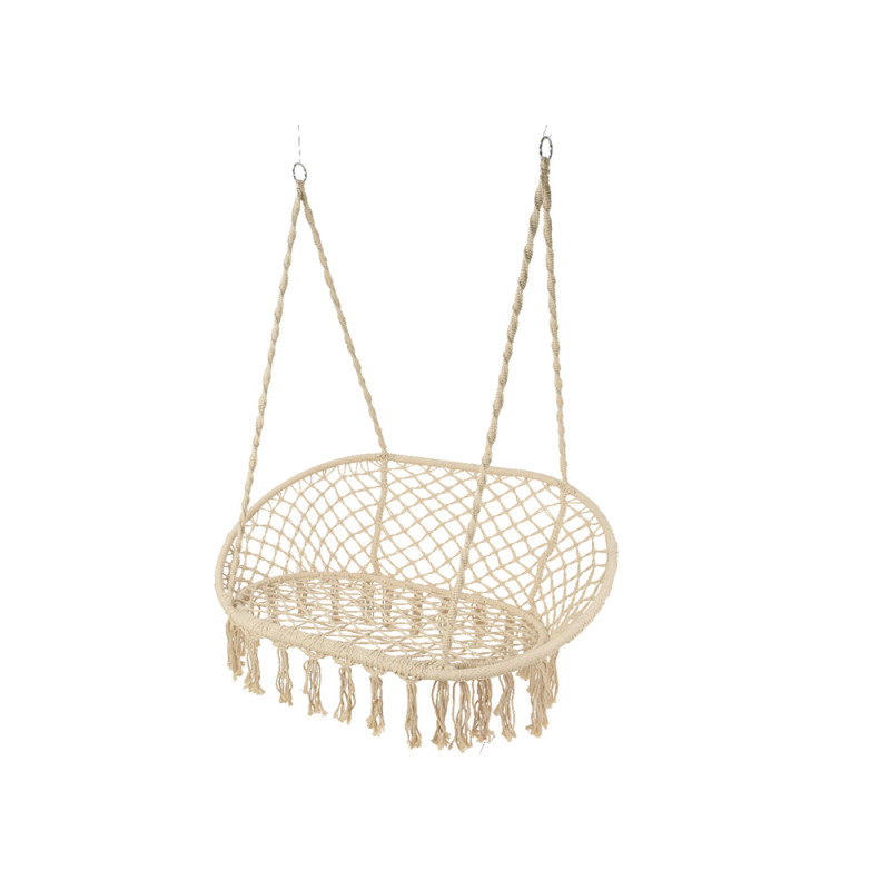 Columpio doble bali de algodon con flecos 153 x 83 x 130 cm, color crema Columpio doble bali de algodon con flecos 153 x 83 x 130 cm, color crema