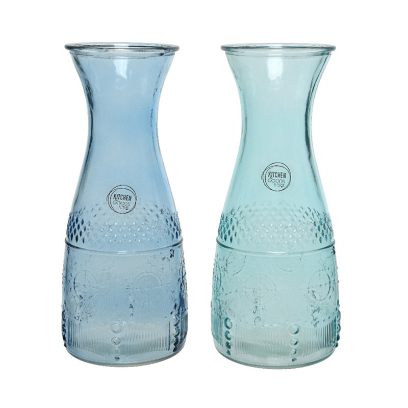 Botella de cristal con relieve ø10x25cm 1100ml colores/modelos surtidos Botella de cristal con relieve ø10x25cm 1100ml colores/modelos surtidos
