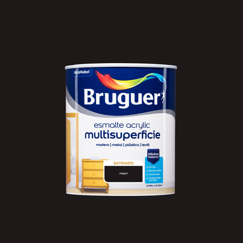 Esmalte acrilico multisuperficie negro satinado 0,750l 5057491 bruguer Esmalte acrilico multisuperficie negro satinado 0,750l 5057491 bruguer