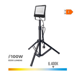 Foco proyector led con tripode black series 100 w 6400 k