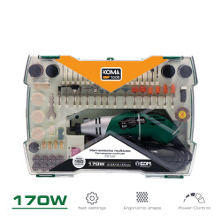 Herramienta multiusos rotativa 170w + 41 tipos de accesorio (190 piezas en total) 23,5x7cm koma tools