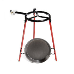 Set paellera pulida ø38cm con trípode y quemador de gas 300mm