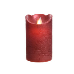 Vela de cera led color rojo con acabado metálico, ø7,5 x 12,5 cm