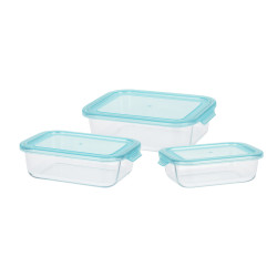 Set 3 fiambreras cristal tamaños varios 630 ml, 1000 ml y 1480 ml