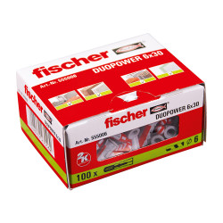 Pack 100 tacos duopower ø6x30mm caja 100 unid.