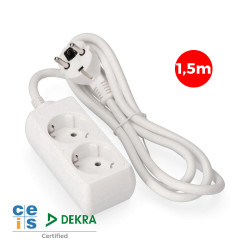 Prolongador con 2 tomas 2p+t, 16 a 250 v de cable h05vv-f 3g 1,5 m
