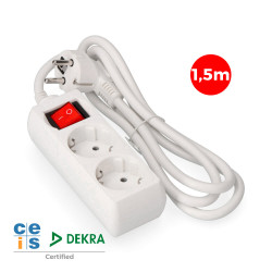 Prolongador con 2 tomas 2p+t, 16 a 250 v de cable h05vv-f 3g 1,5 m