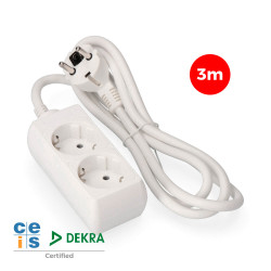 Prolongador con 2 tomas 2p+t, 16 a 250 v de cable h05vv-f 3g 3 m