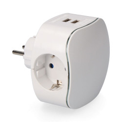 Adaptador triple tipo f con 2 tomas usb 2100ma perfil iluminado (retractilado) edm