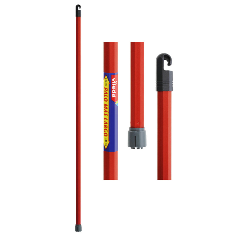 Palo para fregona con enganche monoclick rojo 140cm 112139 vileda Palo para fregona con enganche monoclick rojo 140cm 112139 vileda