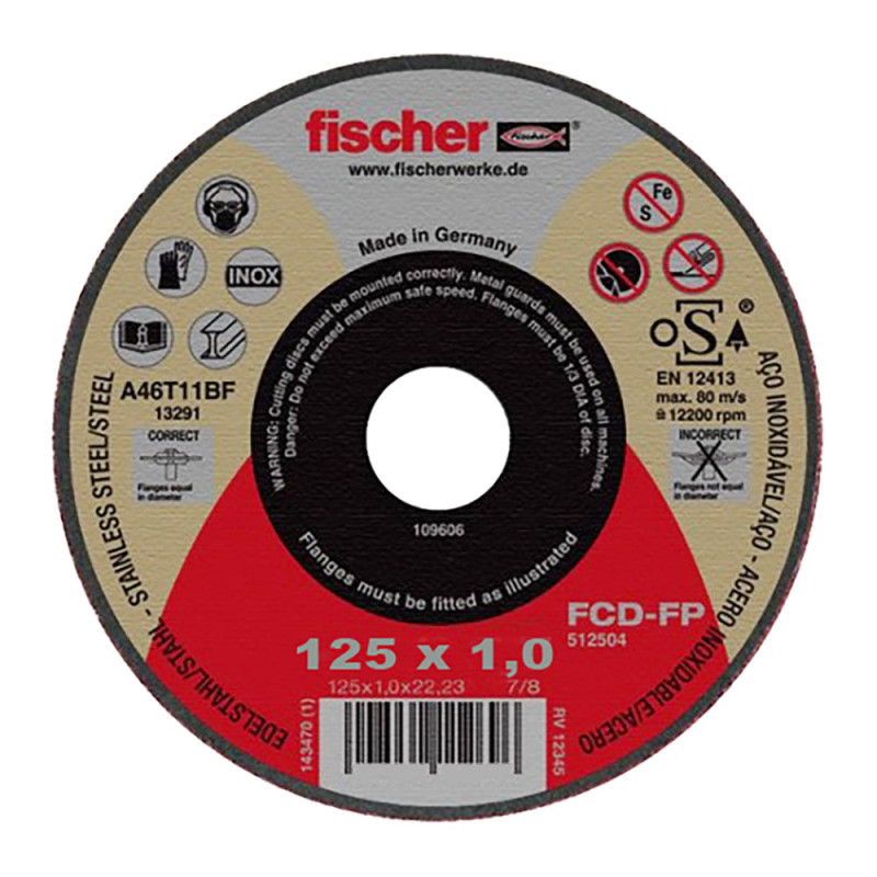 Disco fcd-fp ø125x1x22,23 plus, corte de metales 531711 fischer Disco fcd-fp ø125x1x22,23 plus, corte de metales 531711 fischer