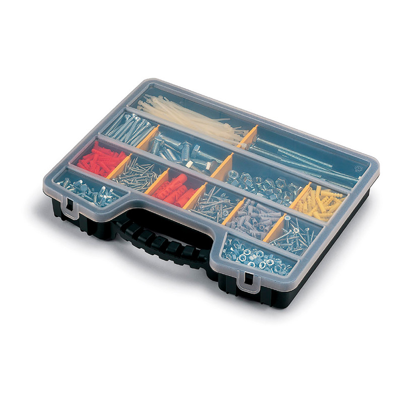 Organizador de compartimento con tapa hasta 20 divisiones: 5 fijas + 15 divisores removibles 39,5 x 30,5 x 6 cm Organizador de compartimento con tapa hasta 20 divisiones: 5 fijas + 15 divisores removibles 39,5 x 30,5 x 6 cm