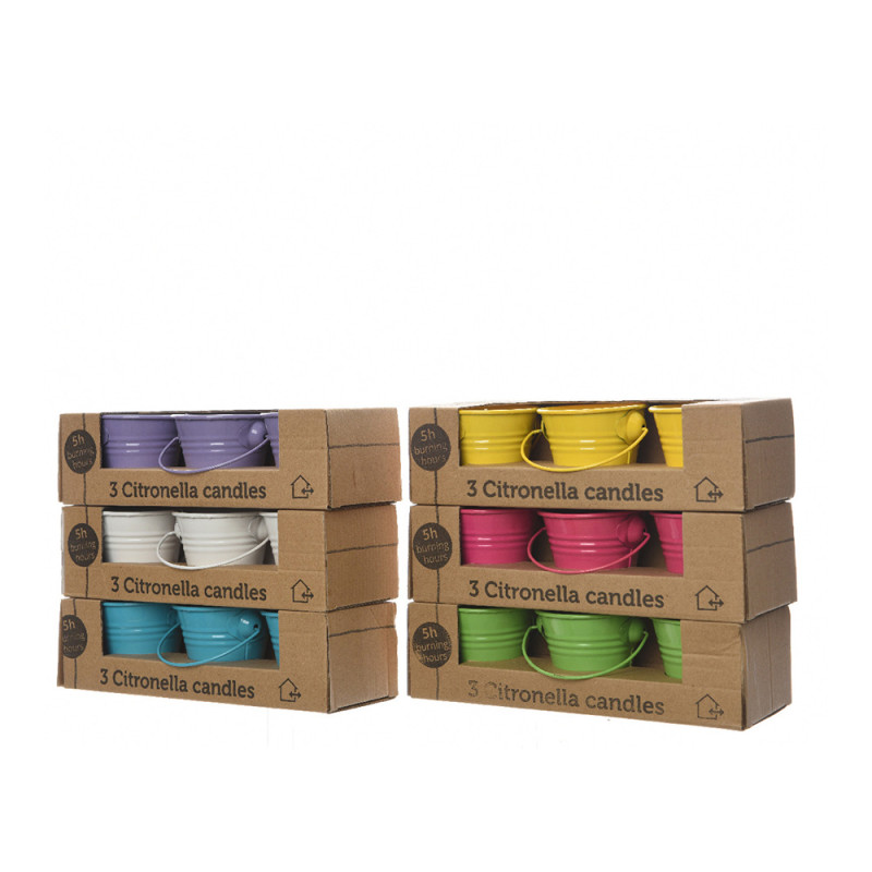 Set 3 velas citronela 45g ø5x6,5cm colores surtidos Set 3 velas citronela 45g ø5x6,5cm colores surtidos