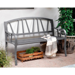 Banco de hierro color gris para exterior 123 x 53 x 86 cm