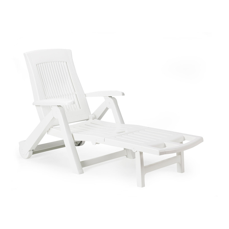 Tumbona plegable ipae pro color blanco con ruedas 72 x 195 x 101 cm Tumbona plegable ipae pro color blanco con ruedas 72 x 195 x 101 cm