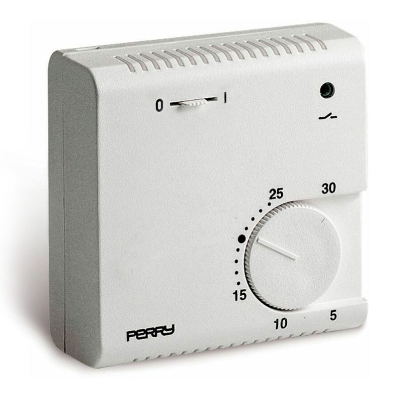 Termostato electronico de expansión de gas, serie "teg" con luz piloto y selector "on/off" color blanco perry Termostato electronico de expansión de gas, serie "teg" con luz piloto y selector "on/off" color blanco perry