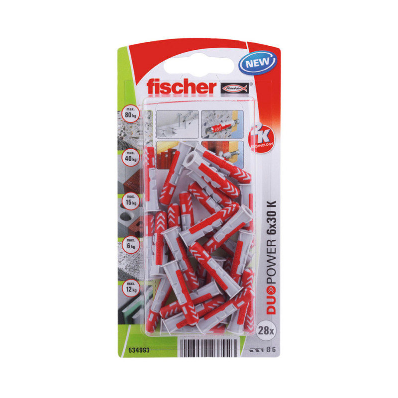 Blister 28 tacos duopower ø6x30mm 534993 fischer Blister 28 tacos duopower ø6x30mm 534993 fischer