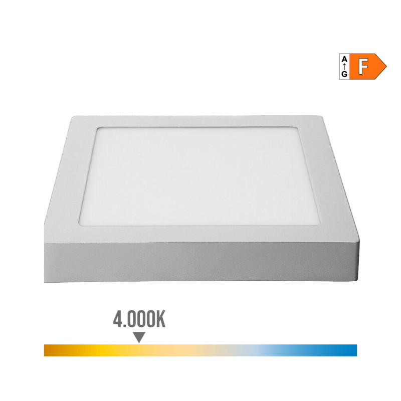Downlight led superficie cuadrado cromado 20 w 1500 lm 4000 k luz dia 22 x 22 x 3 cm Downlight led superficie cuadrado cromado 20 w 1500 lm 4000 k luz dia 22 x 22 x 3 cm