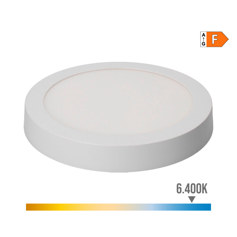 Downlight led superficie redondo blanco 20 w 1500 lm 6400 k luz fria ø22 x 3,5 cm Downlight led superficie redondo blanco 20 w 1500 lm 6400 k luz fria ø22 x 3,5 cm