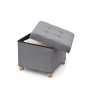 Puf almacenaje gris con patas de madera 38x38x34cm