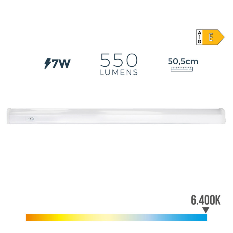 Regleta led 7 w 600 lm 6500 k luz fria 50,5 x 2,2 x 3,5 cm Regleta led 7 w 600 lm 6500 k luz fria 50,5 x 2,2 x 3,5 cm