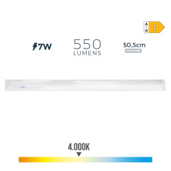 Regleta led 7 w 600 m 4000 k luz dia 50,5 x 2,5 x 3,6 cm