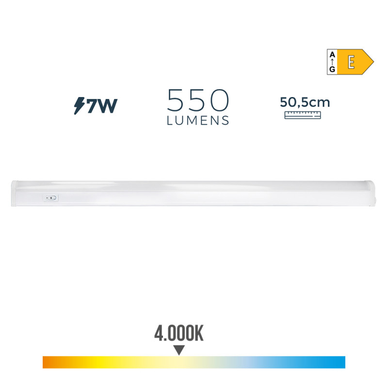 Regleta led 7 w 600 m 4000 k luz dia 50,5 x 2,5 x 3,6 cm Regleta led 7 w 600 m 4000 k luz dia 50,5 x 2,5 x 3,6 cm