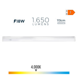 Regleta led 18w 1650 lm 4000 k luz dia 113,8 x 2,5 x 3,6 cm