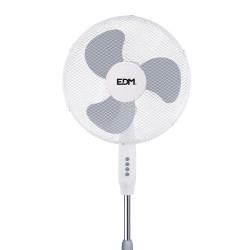 Ventilador de pie, blanco, potencia 45 w, aspas ø40 cm, altura regulable 105-125 cm