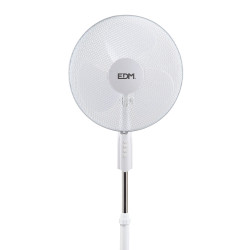 Ventilador de pie, blanco, potencia 45 w, aspas ø40 cm, altura regulable 110-130 cm