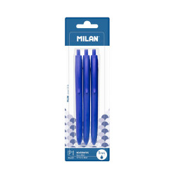 Blister con 3 boligrafos azules milan