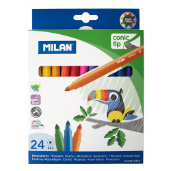 Caja con 24 rotuladores de punta conica ø5mm base agua milan