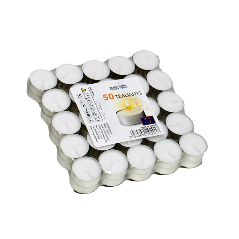 Pack 50 unid. velas blancas 12g sin aroma magic lights Pack 50 unid. velas blancas 12g sin aroma magic lights