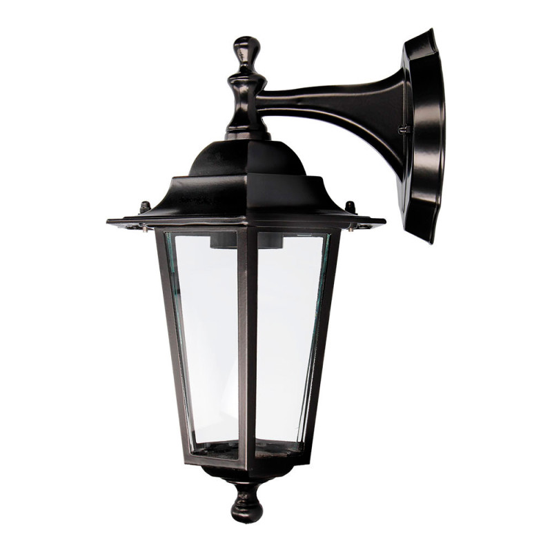 Farol de aluminio y cristal para pared. ip44 e27 60w color negro ø19,5x21x32cm modelo zurich. edm Farol de aluminio y cristal para pared. ip44 e27 60w color negro ø19,5x21x32cm modelo zurich. edm