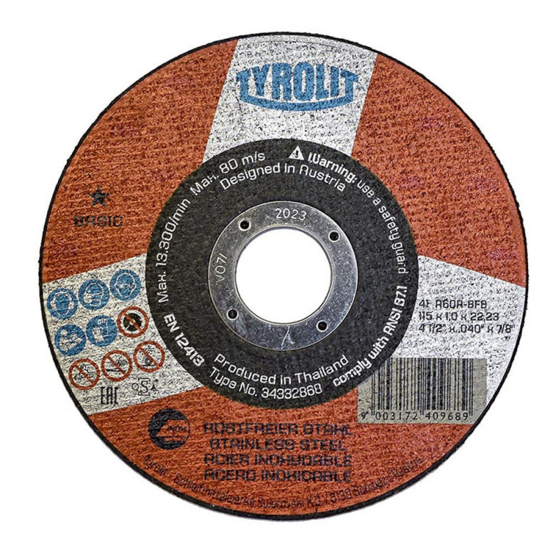 Disco corte plano 41c ø115x1,0x22,23 a60r-bfb Disco corte plano 41c ø115x1,0x22,23 a60r-bfb
