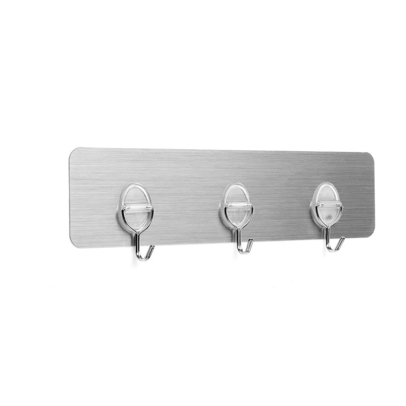 Colgador adherente reutilizable con 3 ganchos móviles acero inoxidable 1293-7 inofix Colgador adherente reutilizable con 3 ganchos móviles acero inoxidable 1293-7 inofix