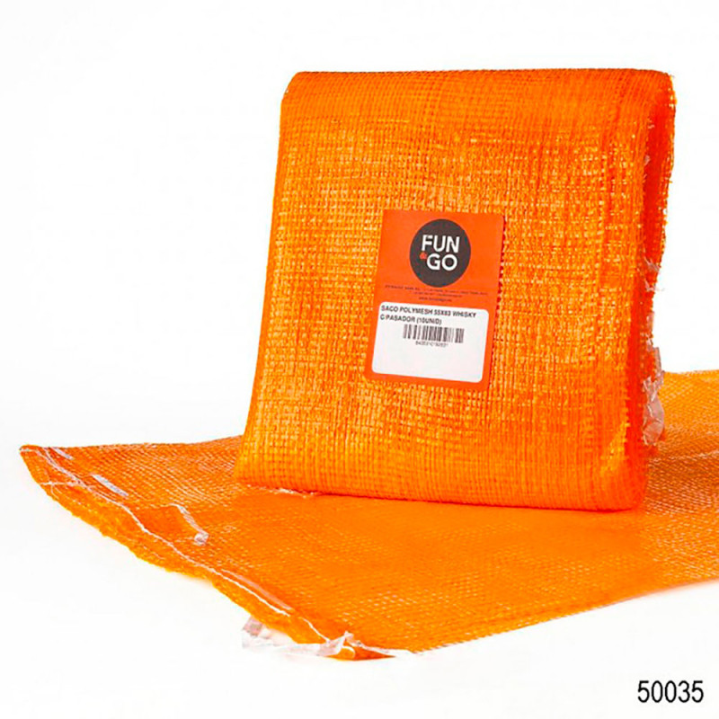 Pack 10 unid. saco polymesh color whisky con pasador 55x83cm fun & go Pack 10 unid. saco polymesh color whisky con pasador 55x83cm fun & go