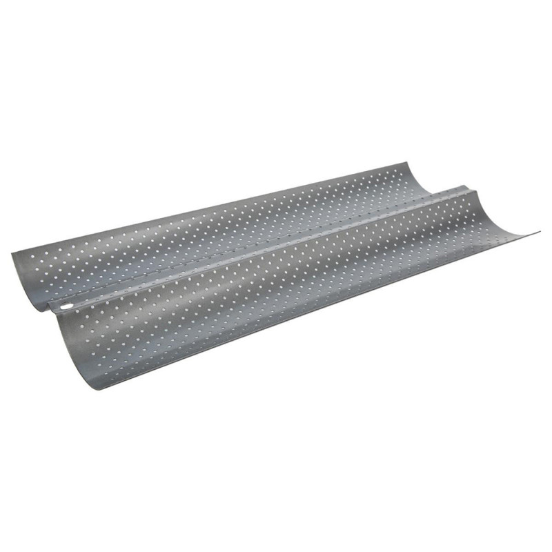 Pack 2 moldes perforados para baguette 38x16cm. Pack 2 moldes perforados para baguette 38x16cm.